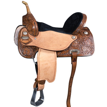 Western Horse Saddle Hilason In American Leather Flex Tree Barrel Trail